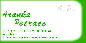 aranka petracs business card