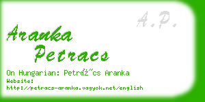 aranka petracs business card